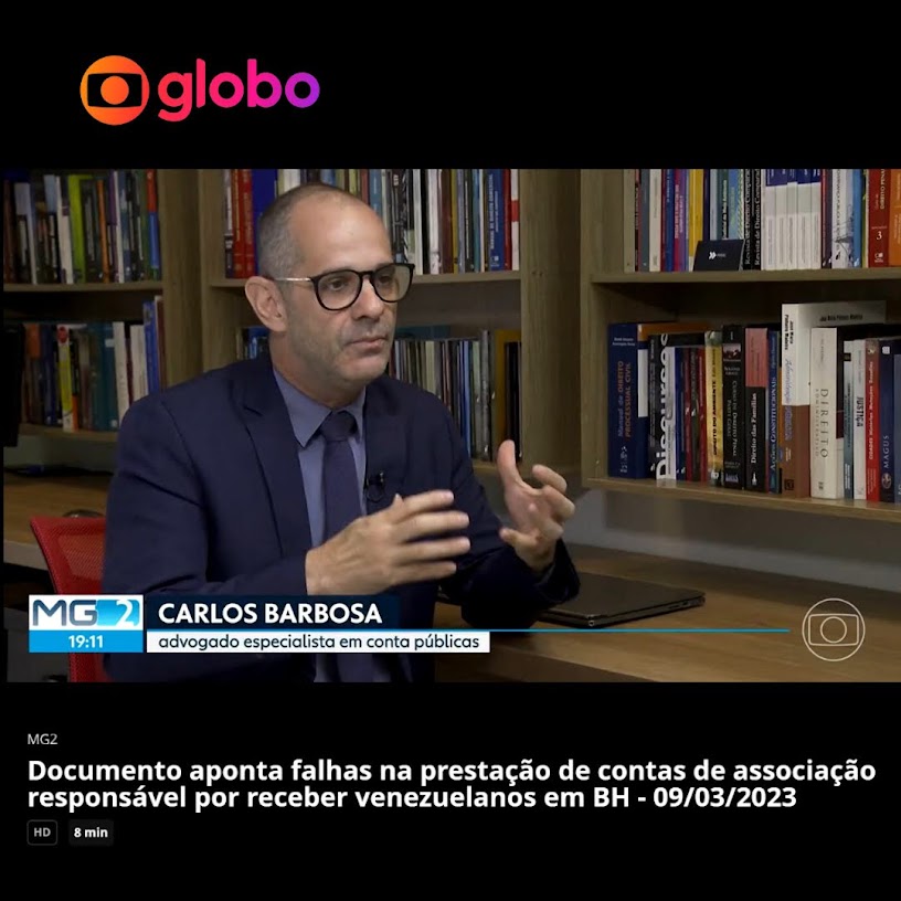 dr. Carlos Barbosa analisa em matéria da TV Globo os contratos da prefeitura de belo horizonte com organização social